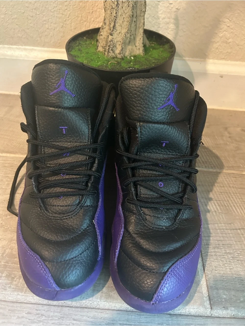 Jordan Black and Purple High-Top Sneakers